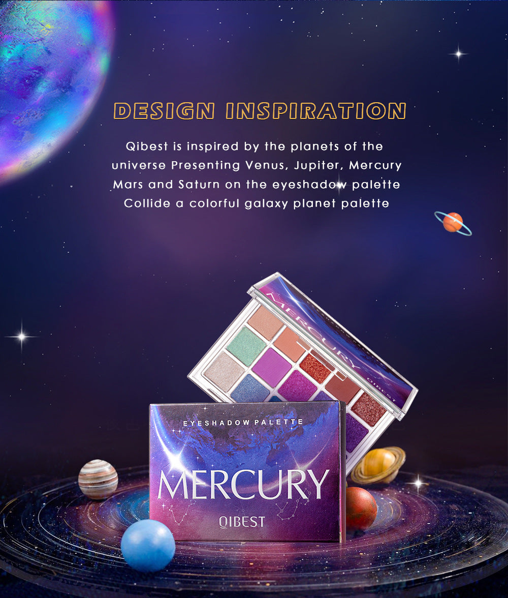 QIBEST Starry Eye Shadow Earth Color Mashed Potato Pearlescent Matte Glitter Eyeshadow Powder 15 Color Eyeshadow
