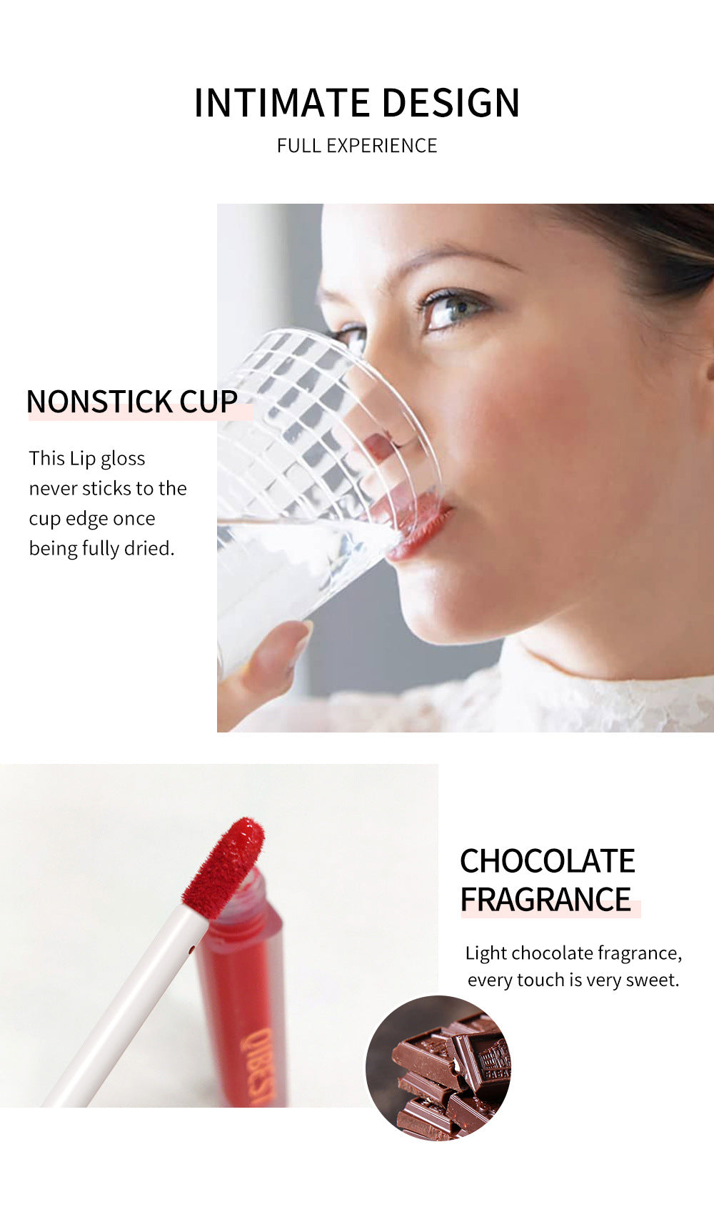 QIBEST Silky Lip Glaze Non-Stick Cup Does Not Fade Lip Gloss Makeup Color Liquid Lipstick Matte Moisturizing Lip Gloss