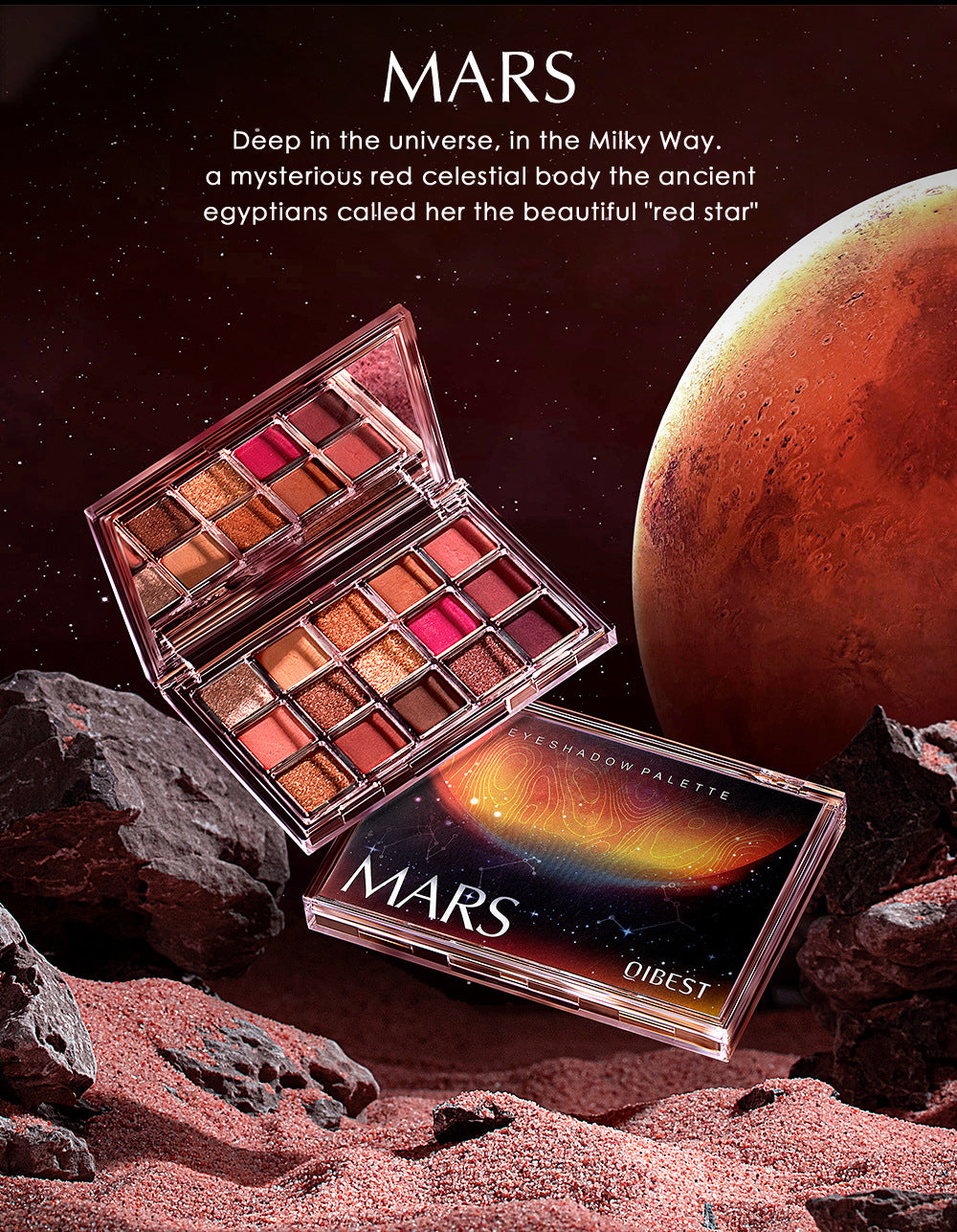 QIBEST Starry Eye Shadow Earth Color Mashed Potato Pearlescent Matte Glitter Eyeshadow Powder 15 Color Eyeshadow