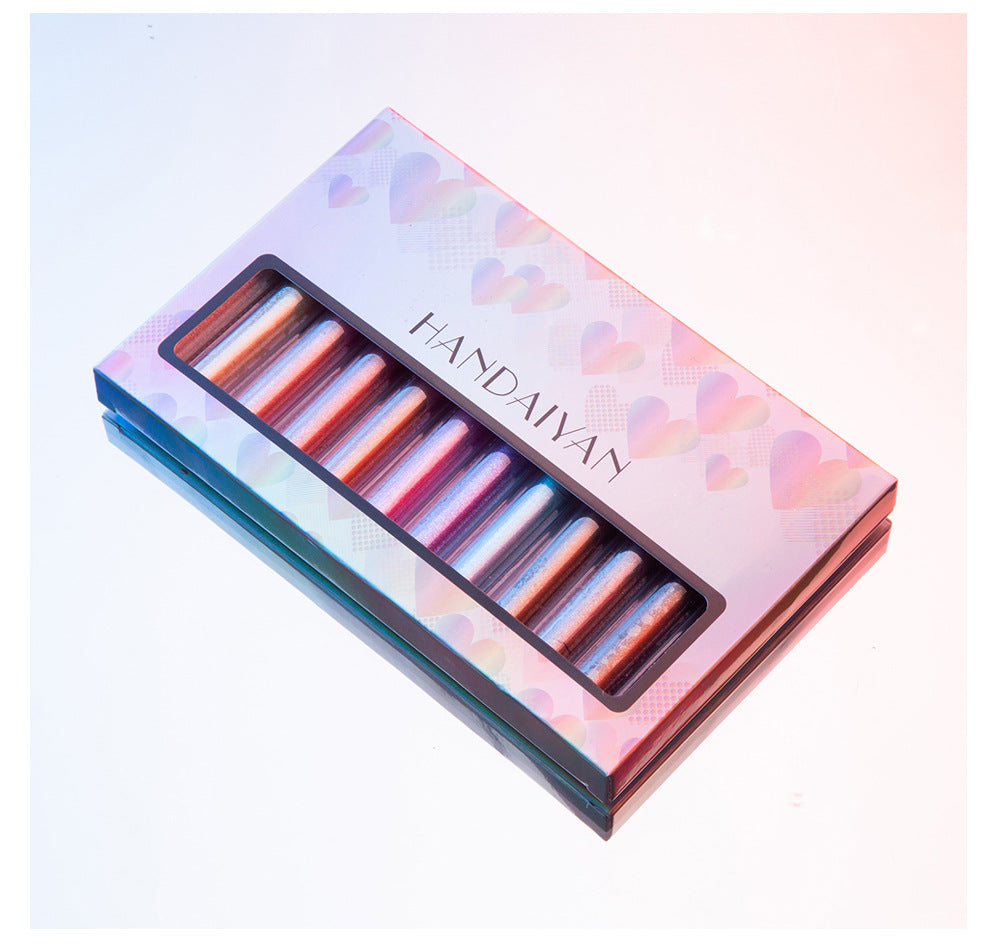 HANDAIYAN 12 Liquid Eye Shadow Set Psychedelic Pearl Shiny Eye Shadow Lying Silkworm Tear Makeup Eye Shadow Liquid