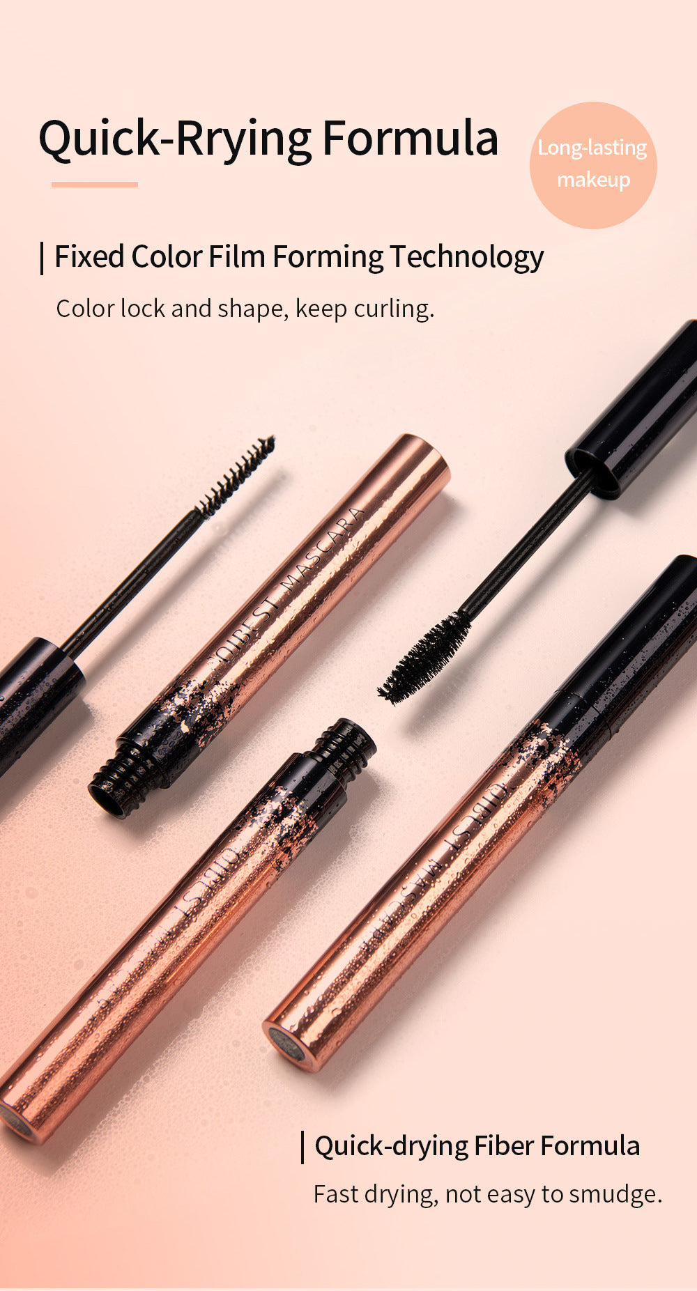 QIBEST Mascara Natural Slender Curling Waterproof Anti-Sweat Mascara Magic Thick And Long Without Blooming