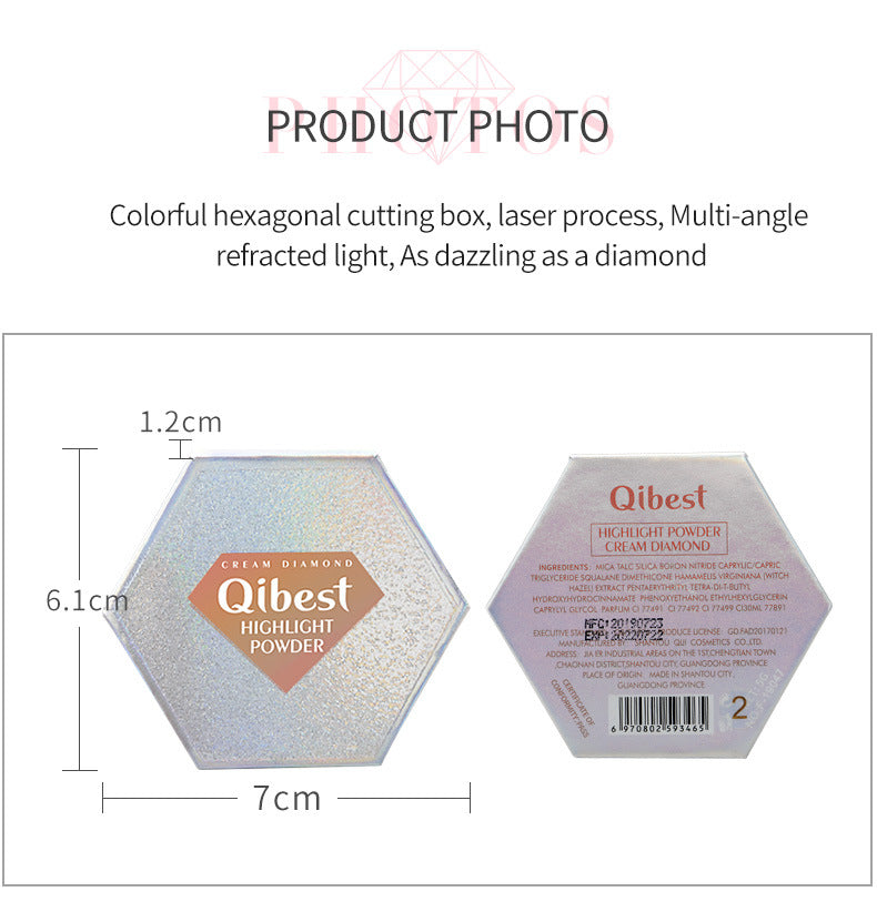 QIBEST Highlighting Powder High Gloss Diamond Sparkling Mashed Potatoes Brightening And Repairing Highlighting Powder