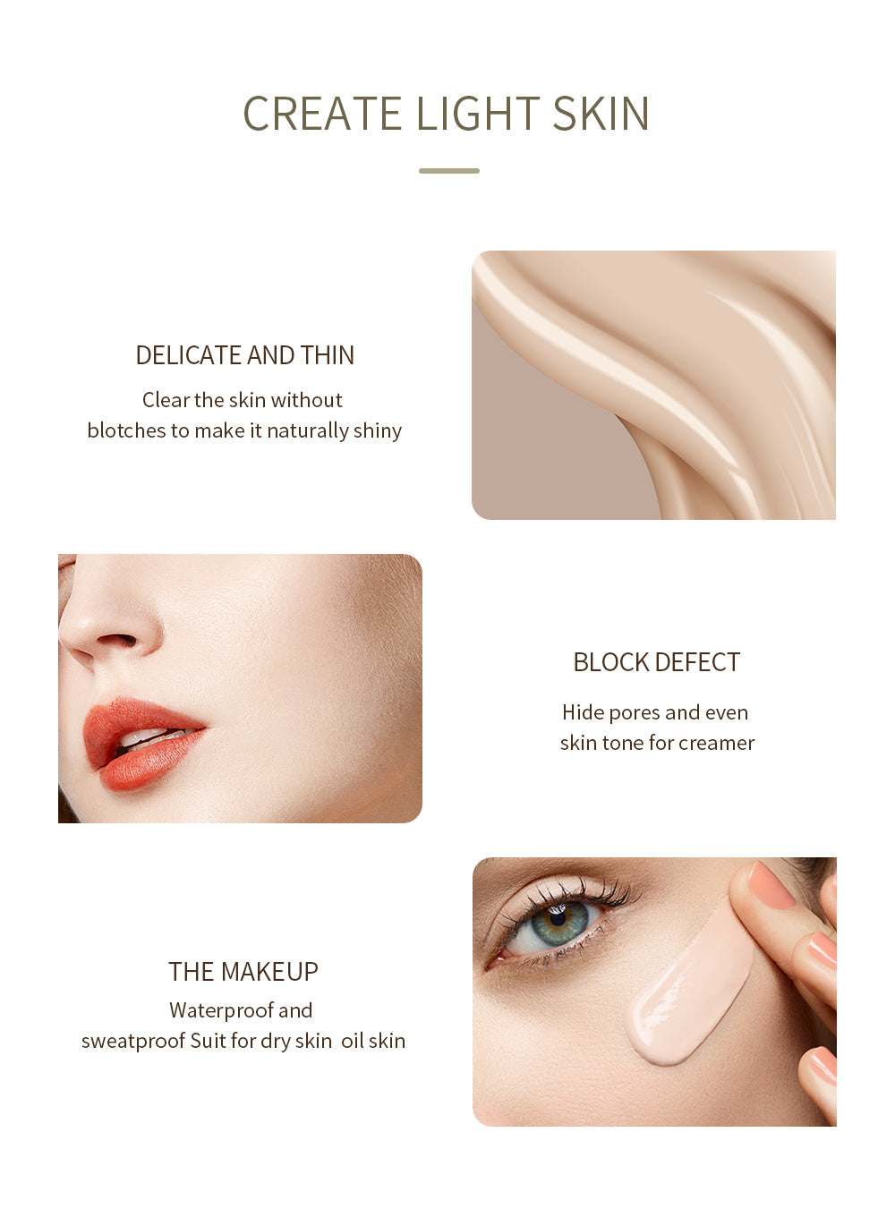 QIBEST Liquid Foundation Long-lasting Concealer Moisturizing Brightening Matte Natural Liquid Foundation Nude Makeup Conditioner