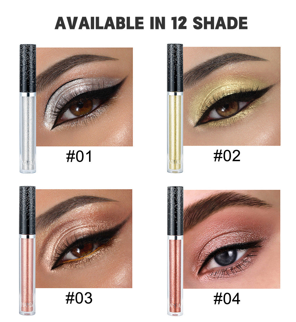 HANDAIYAN 12 Color Single Diamond Liquid Eye Shadow Psychedelic Pearly Shiny Eye Shadow Lying Silkworm Tear Makeup Eye Shadow Liquid