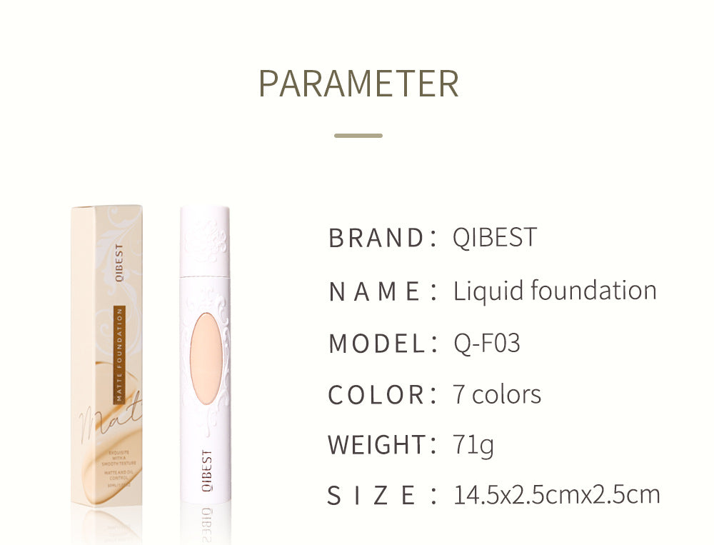 QIBEST Liquid Foundation Long-lasting Concealer Moisturizing Brightening Matte Natural Liquid Foundation Nude Makeup Conditioner