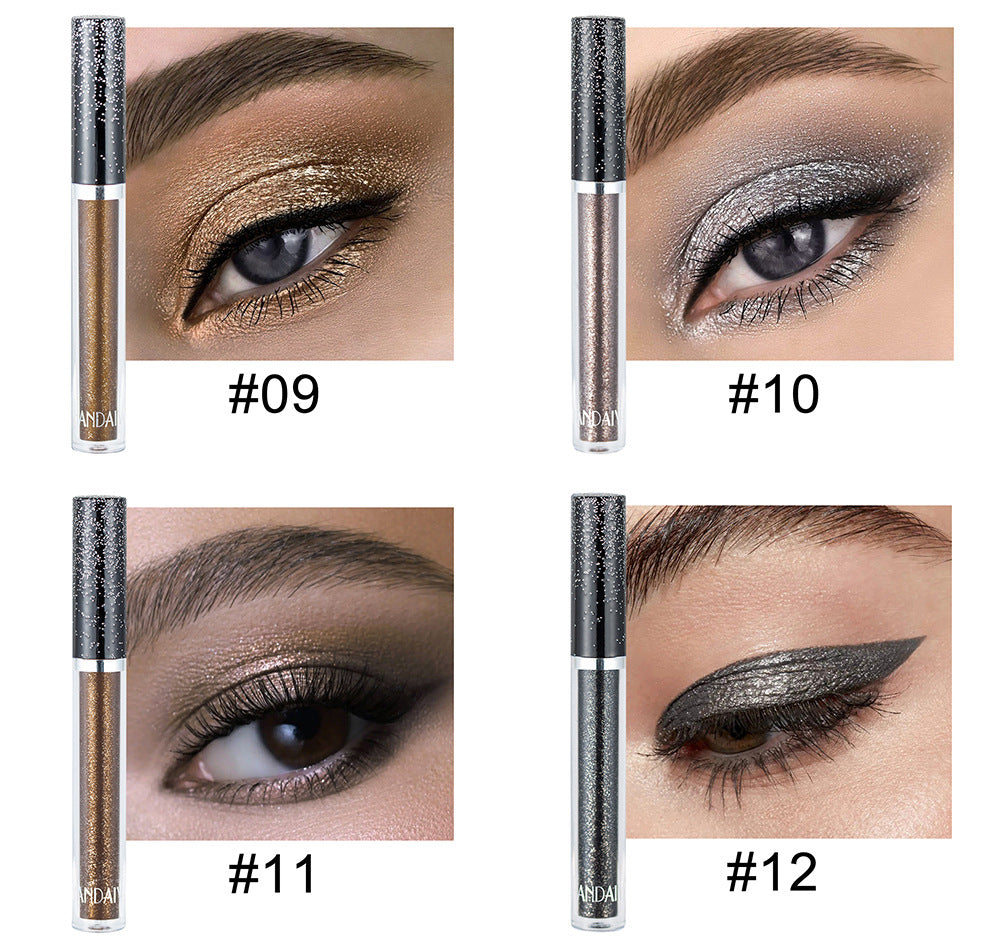HANDAIYAN 12 Liquid Eye Shadow Set Psychedelic Pearl Shiny Eye Shadow Lying Silkworm Tear Makeup Eye Shadow Liquid
