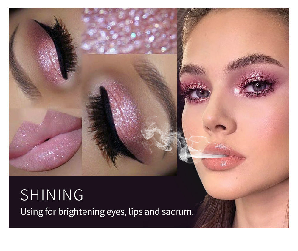 QIBEST Smoke Tube Eye Shadow Set Diamond Pearl Liquid Eye Shadow Shining Bright Eye Shadow Liquid