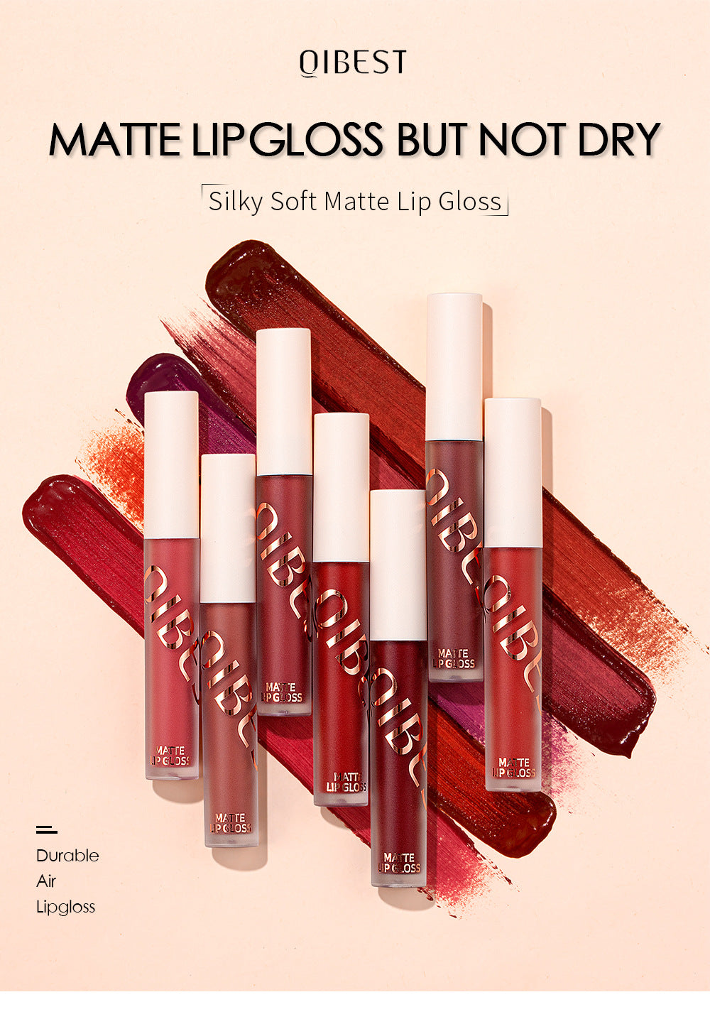 QIBEST The New Silky Soft Mist Matte Lip Gloss Non-Stick Cup Does Not Fade Lip Glaze Makeup Liquid Lipstick