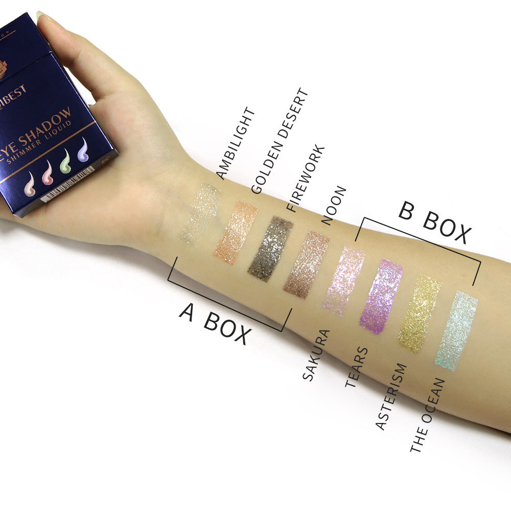 QIBEST Smoke Tube Eye Shadow Set Diamond Pearl Liquid Eye Shadow Shining Bright Eye Shadow Liquid