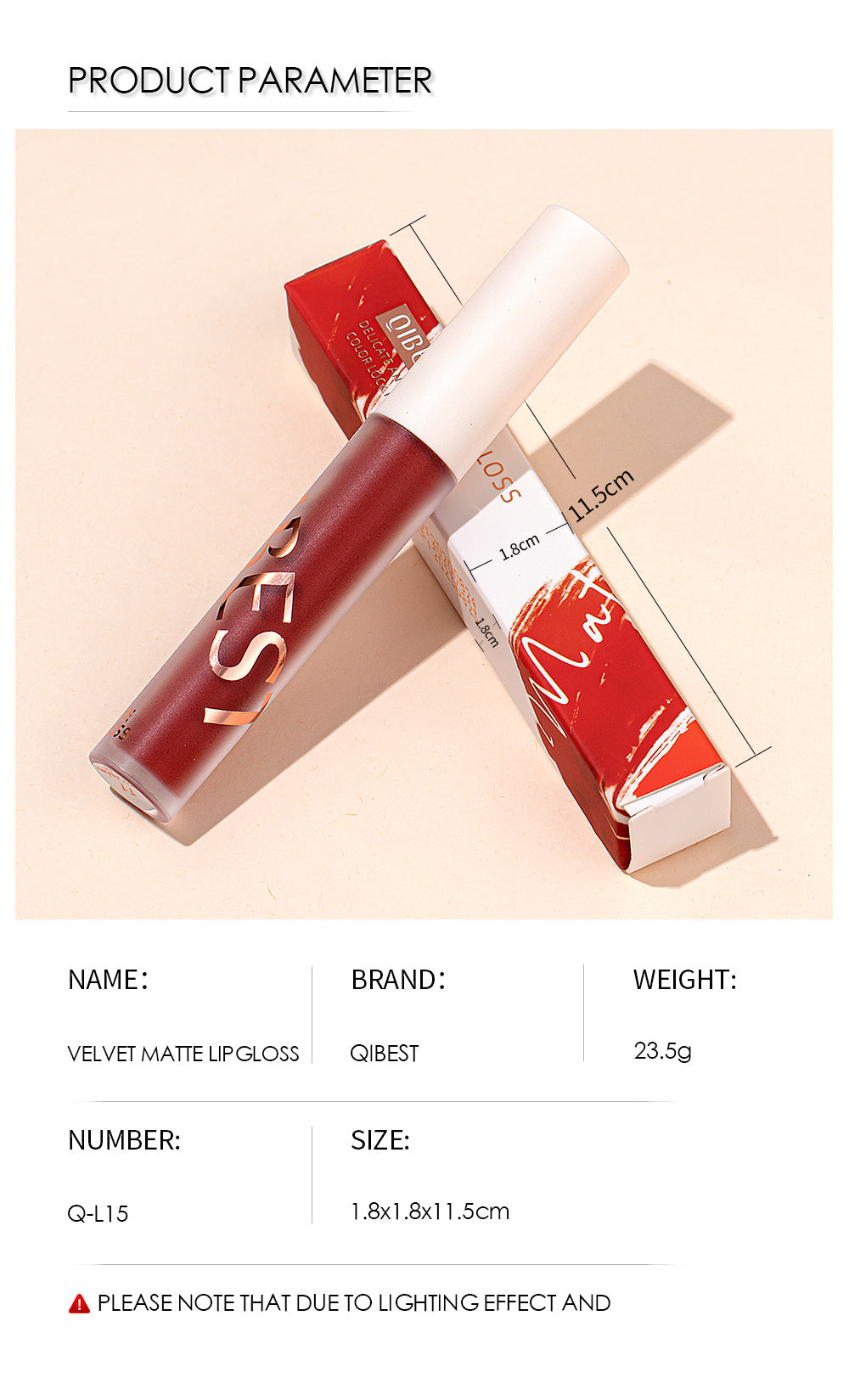 QIBEST The New Silky Soft Mist Matte Lip Gloss Non-Stick Cup Does Not Fade Lip Glaze Makeup Liquid Lipstick