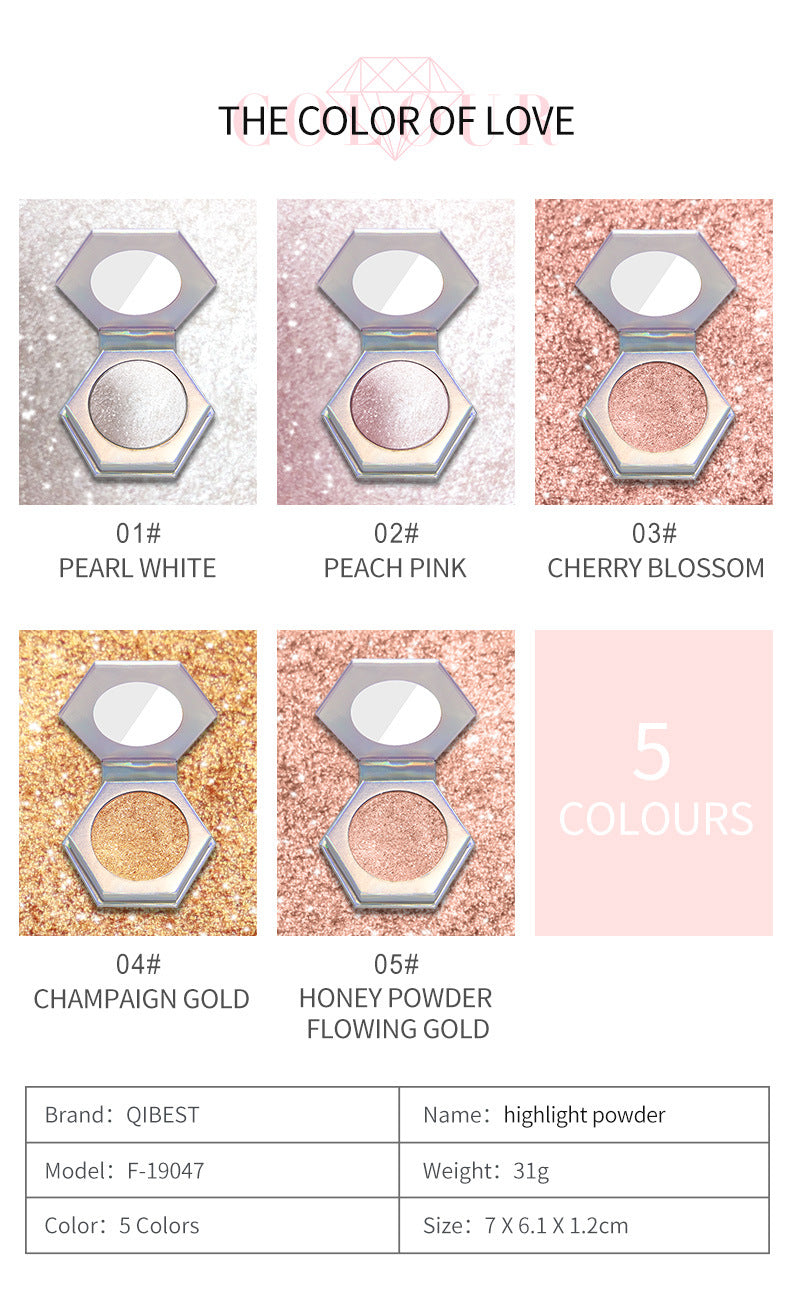 QIBEST Highlighting Powder High Gloss Diamond Sparkling Mashed Potatoes Brightening And Repairing Highlighting Powder