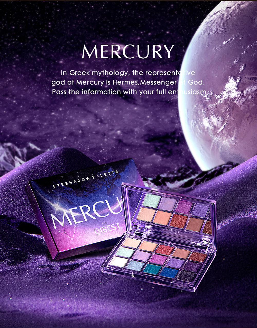 QIBEST Starry Eye Shadow Earth Color Mashed Potato Pearlescent Matte Glitter Eyeshadow Powder 15 Color Eyeshadow