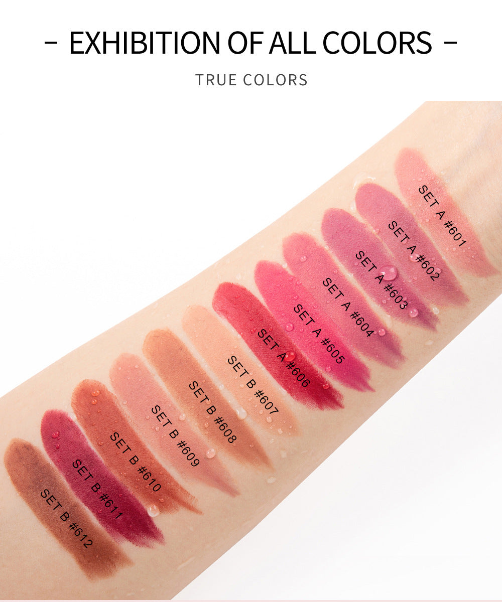 HANDAIYAN Makeup Crystal Square Tube Lipstick Small Ice Cube Matte Matte Lipstick Set 6 Pack