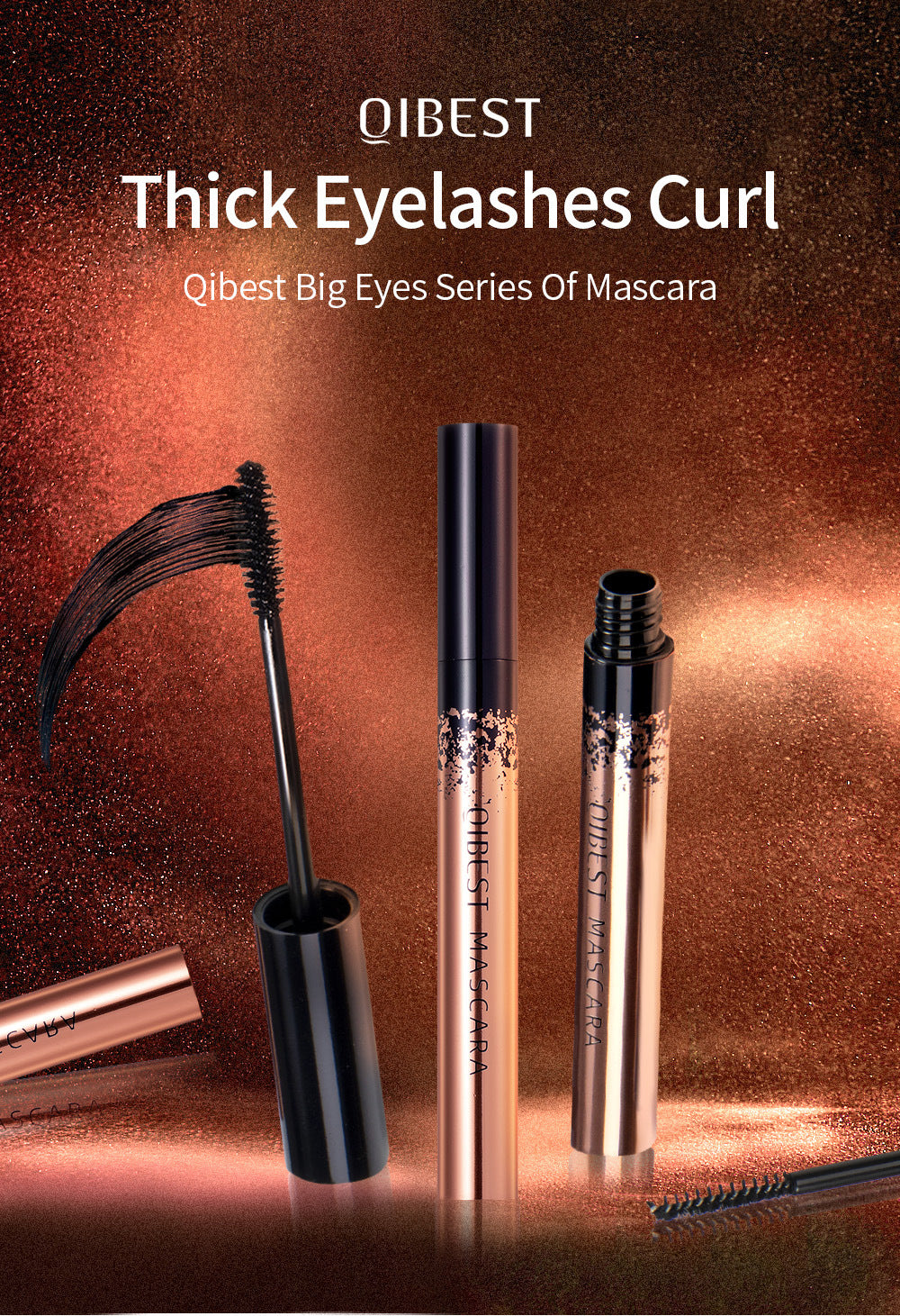 QIBEST Mascara Natural Slender Curling Waterproof Anti-Sweat Mascara Magic Thick And Long Without Blooming