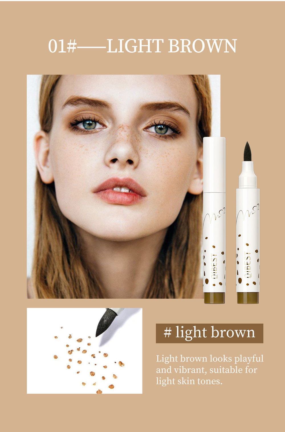 QIBEST Freckle Pen Natural Simulation Freckle Pen Color Development Waterproof Easy To Color Do Not Take Off Makeup Spot Pen Eyeliner