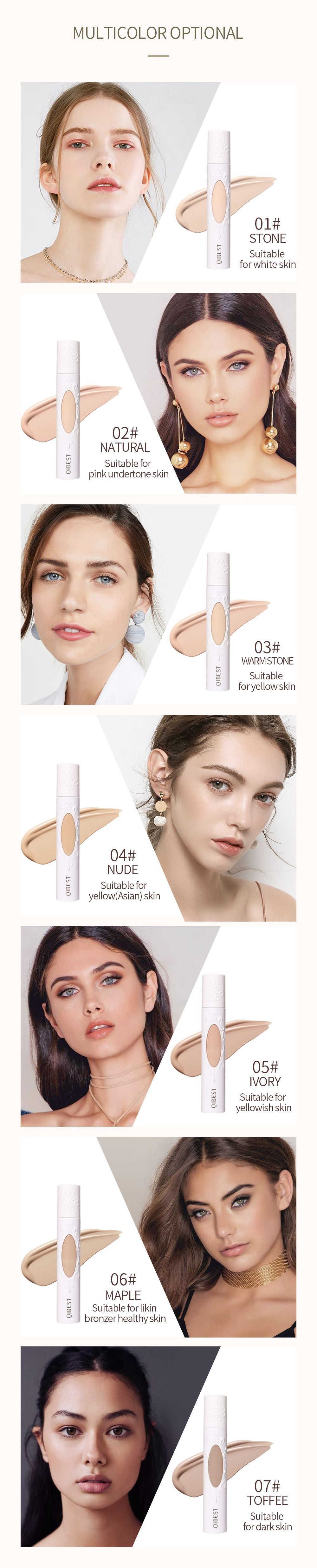 QIBEST Liquid Foundation Long-lasting Concealer Moisturizing Brightening Matte Natural Liquid Foundation Nude Makeup Conditioner