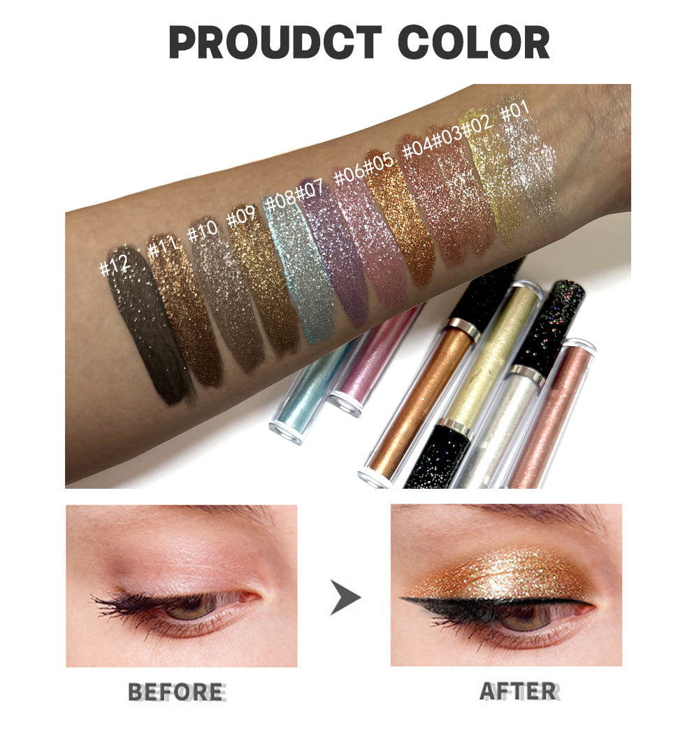 HANDAIYAN 12 Color Single Diamond Liquid Eye Shadow Psychedelic Pearly Shiny Eye Shadow Lying Silkworm Tear Makeup Eye Shadow Liquid