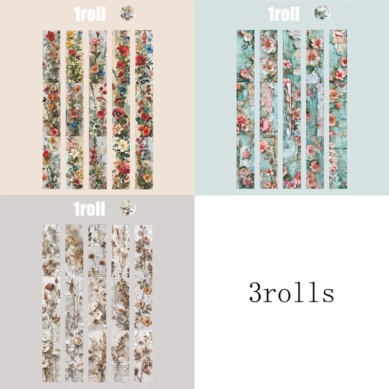 Beauty Flower Manga Washi Tape – 3 Rolls