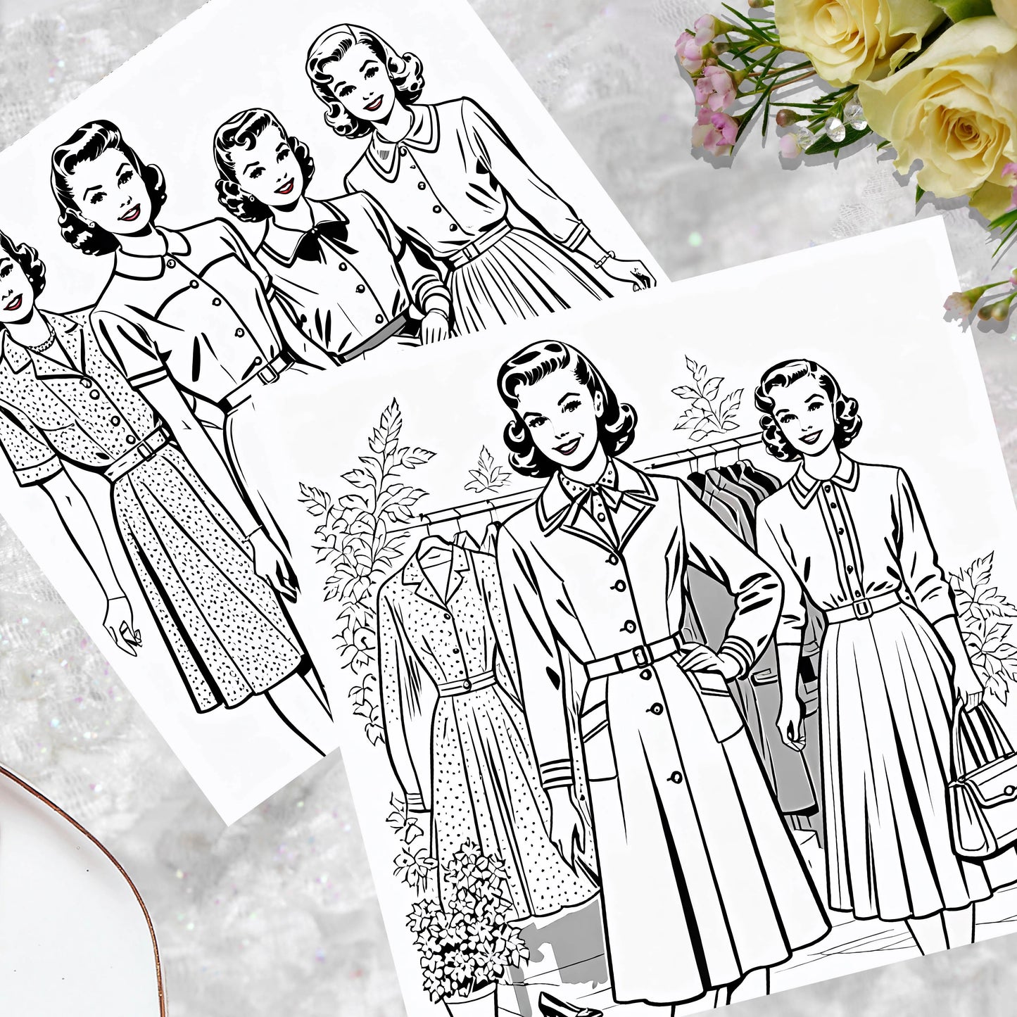 Retro Fashion Coloring Book