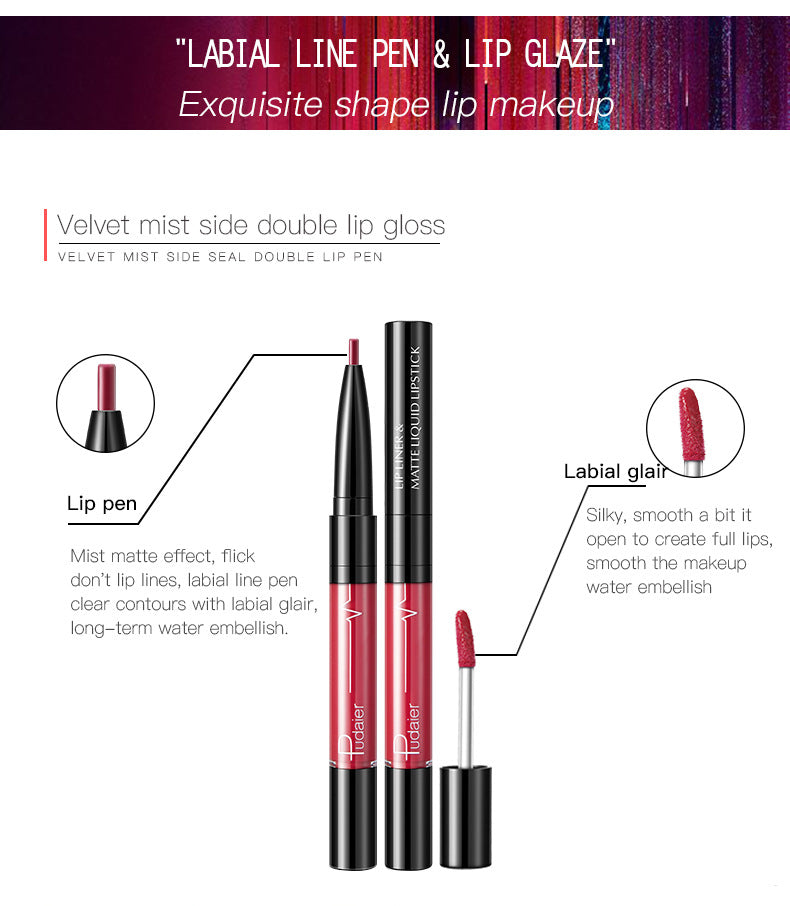 Pudaier Velvet Matte 2-In-1 Lip Gloss
