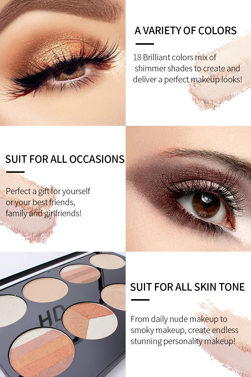 Romantic Beauty 8-Compartment Multi-Color Eyeshadow Palette