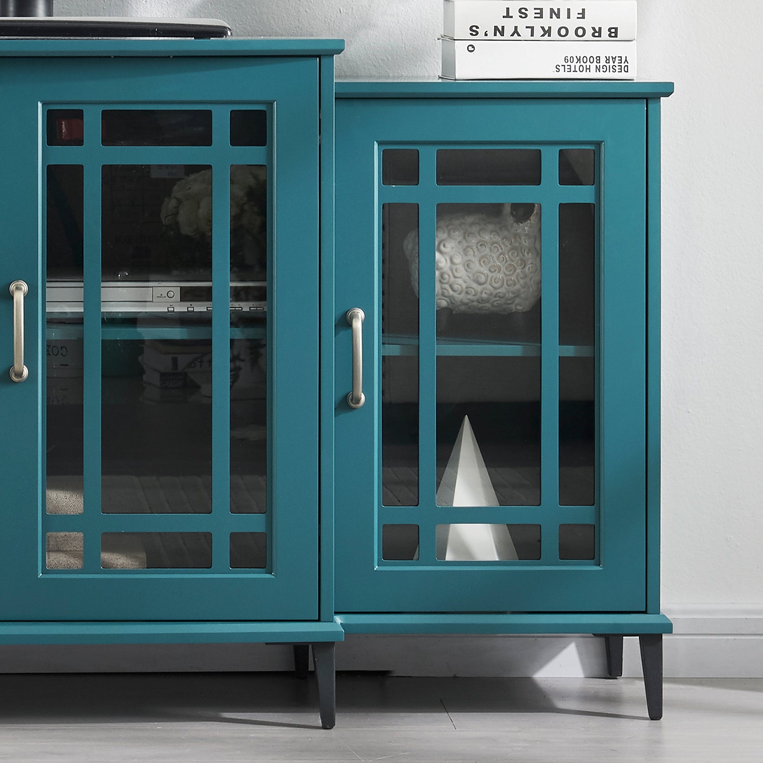 62" TV Stand Buffet Sideboard Cabinet - Teal Blue