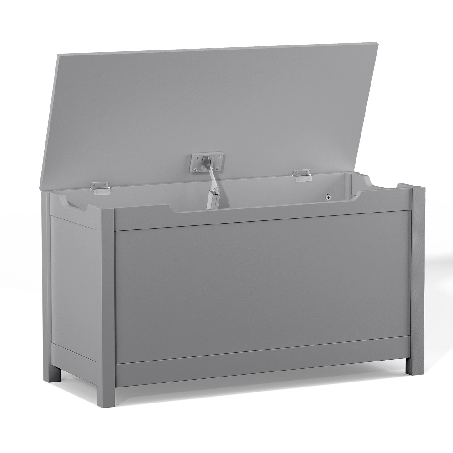 Kids Wooden Toy Box Storage with Safety Hinged Lid for Ages 3+ -Gray