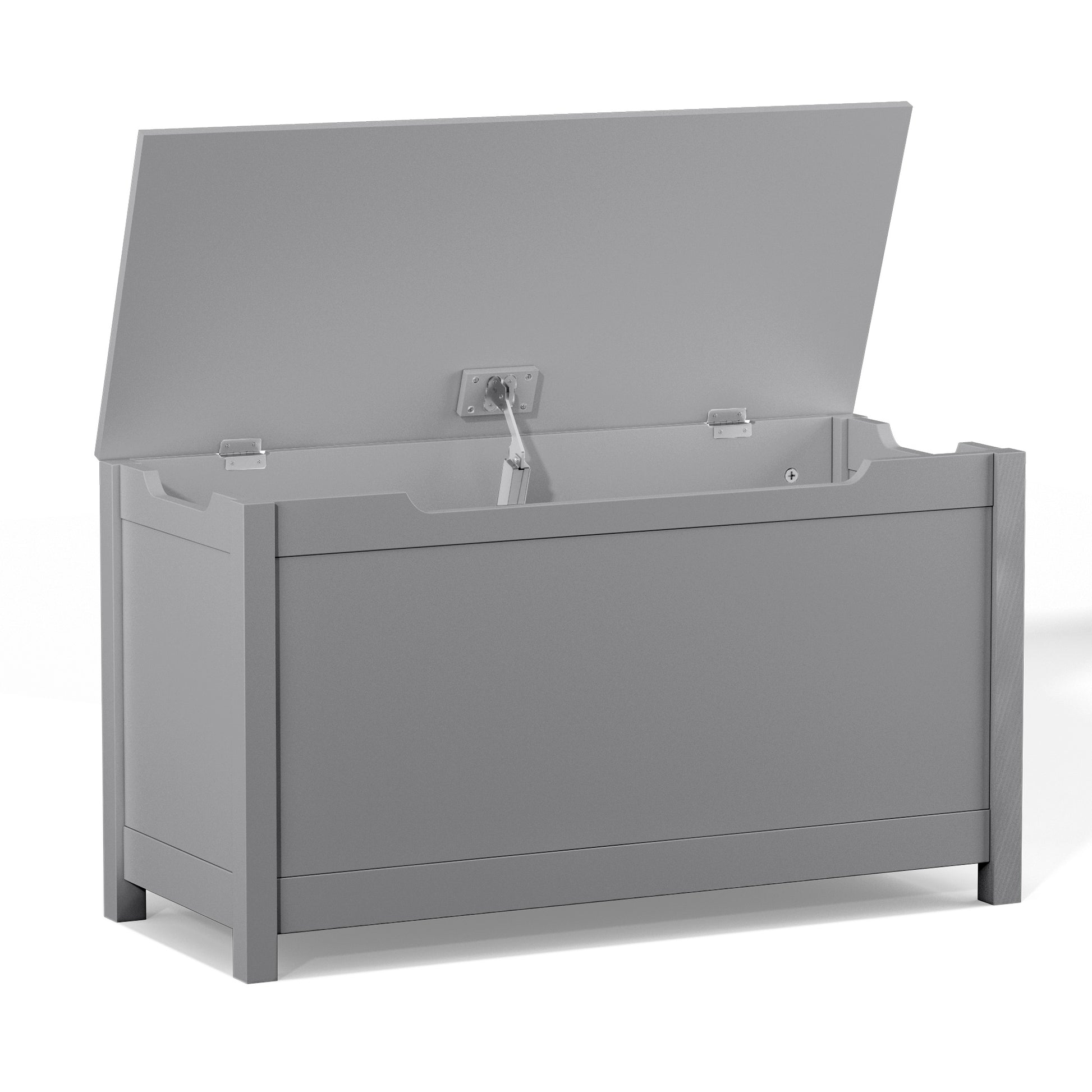Kids Wooden Toy Box Storage with Safety Hinged Lid for Ages 3+ -Gray
