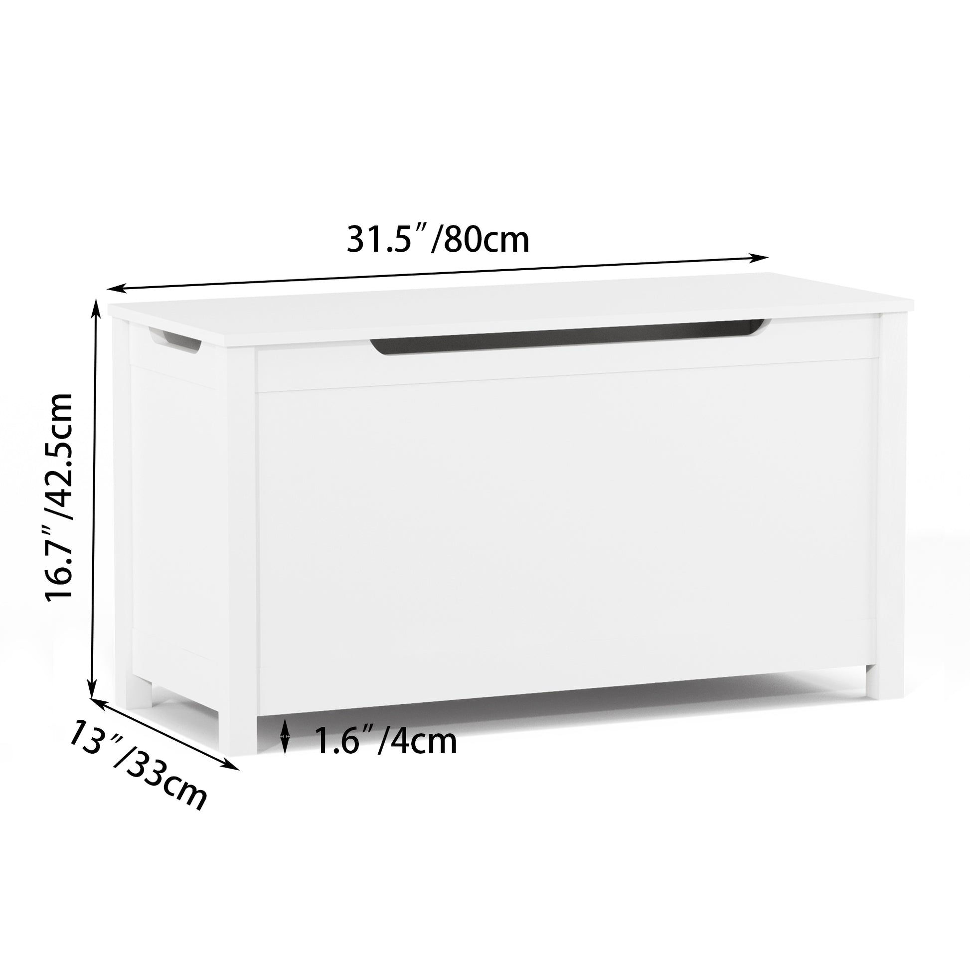Kids Wooden Toy Box Storage with Safety Hinged Lid for Ages 3+ -White