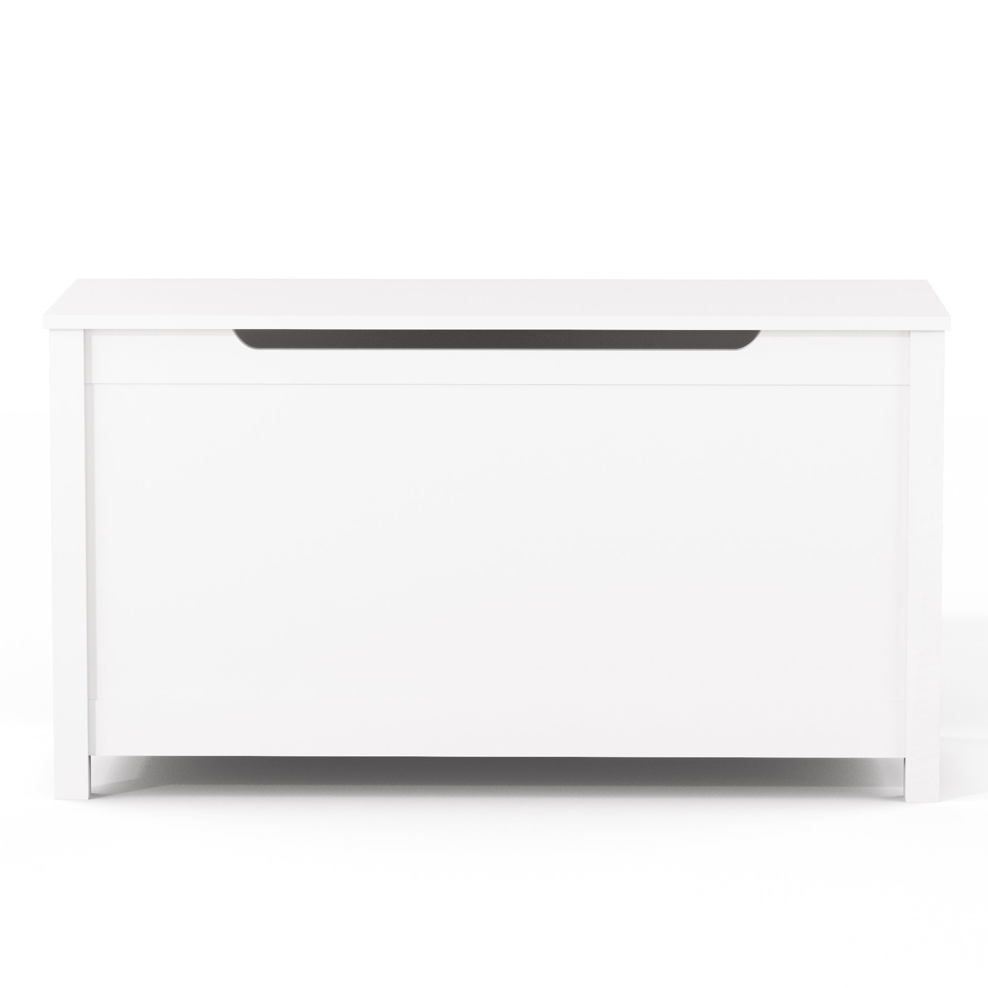 Kids Wooden Toy Box Storage with Safety Hinged Lid for Ages 3+ -White
