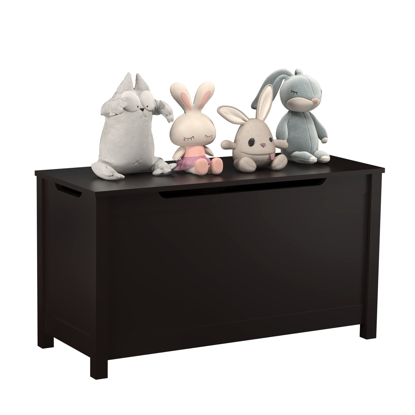 Kids Wooden Toy Box Storage with Safety Hinged Lid for Ages 3+ -Dark Brown