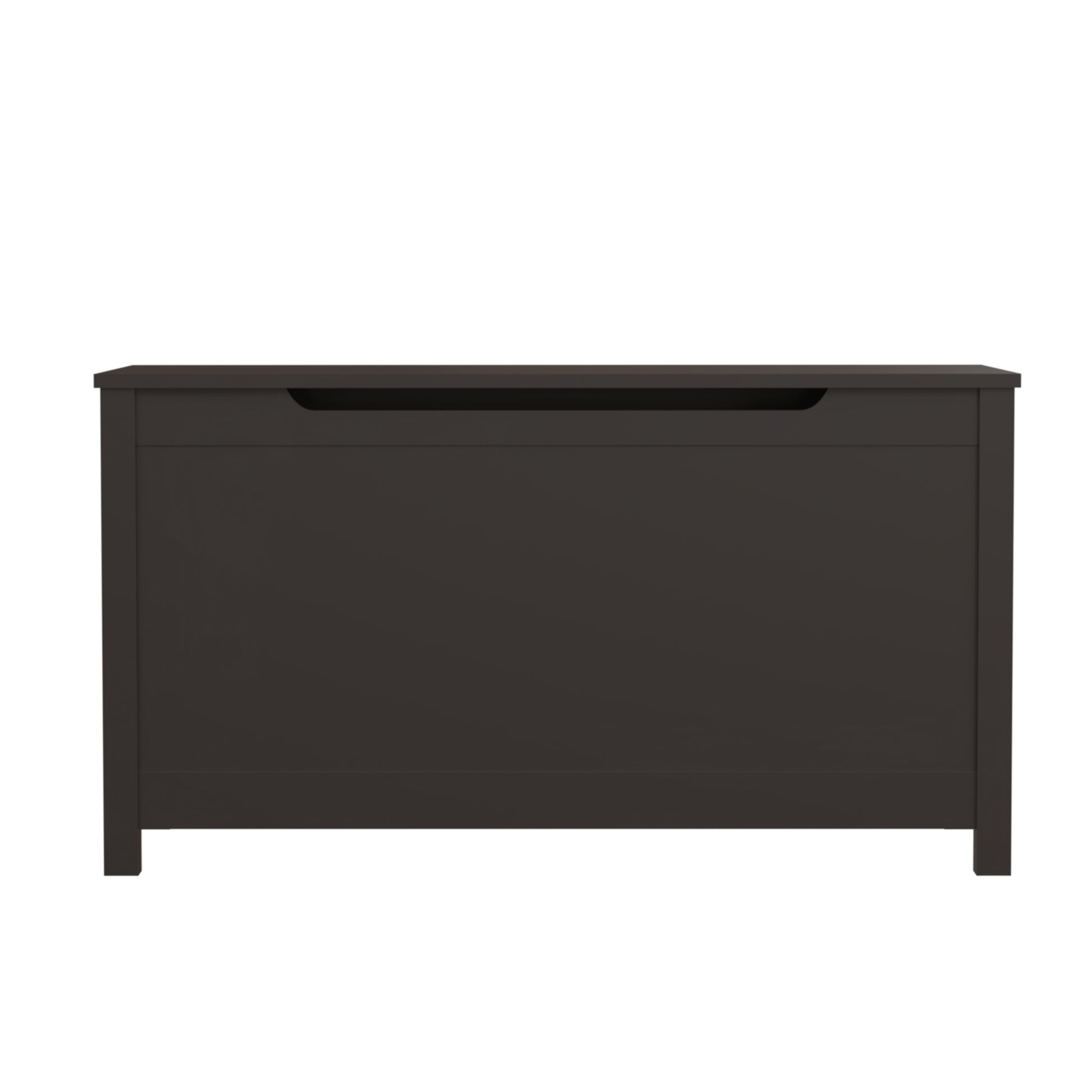 Kids Wooden Toy Box Storage with Safety Hinged Lid for Ages 3+ -Dark Brown