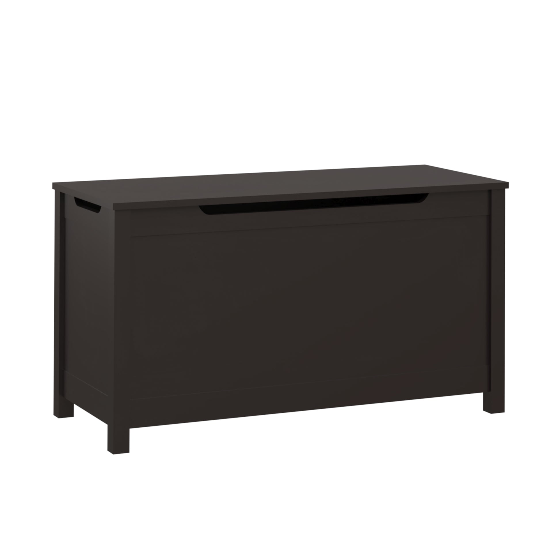 Kids Wooden Toy Box Storage with Safety Hinged Lid for Ages 3+ -Dark Brown