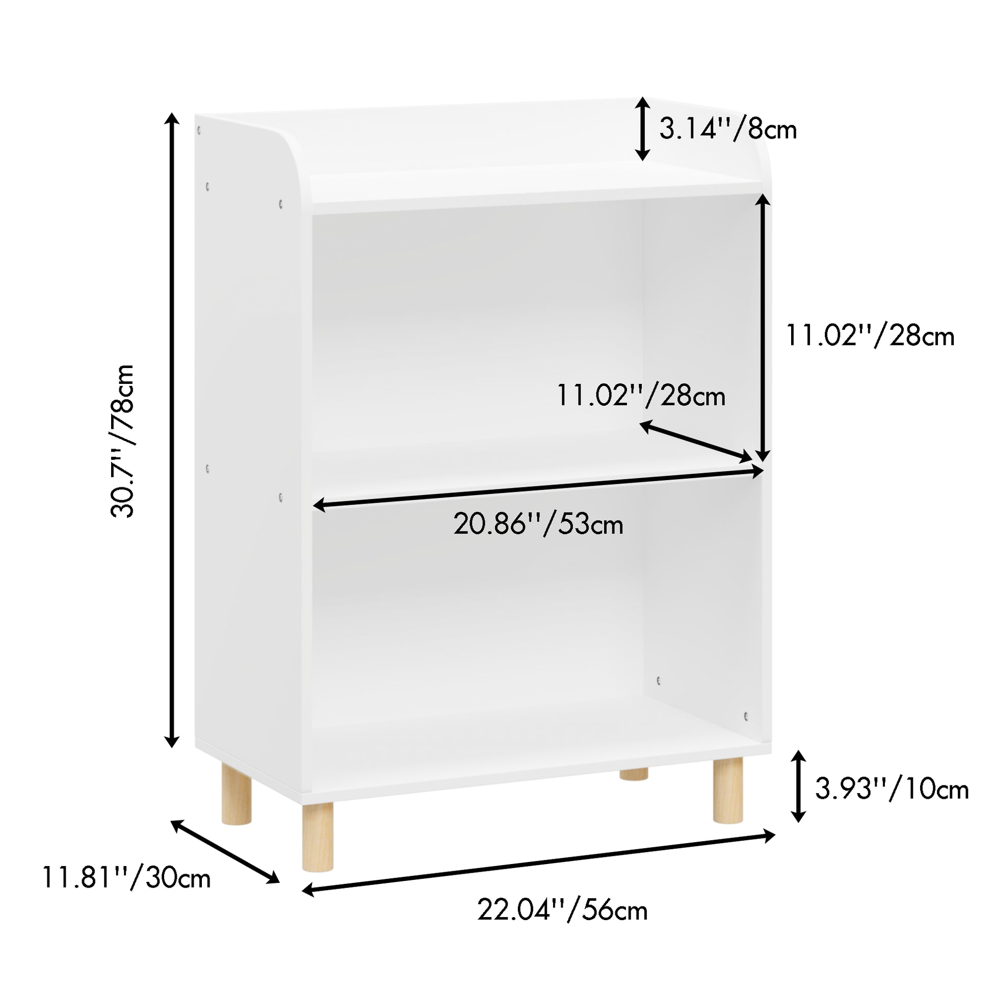 3-Tier Kid’s Bookcase Book Display Shelf and Cabinet Organizer- White