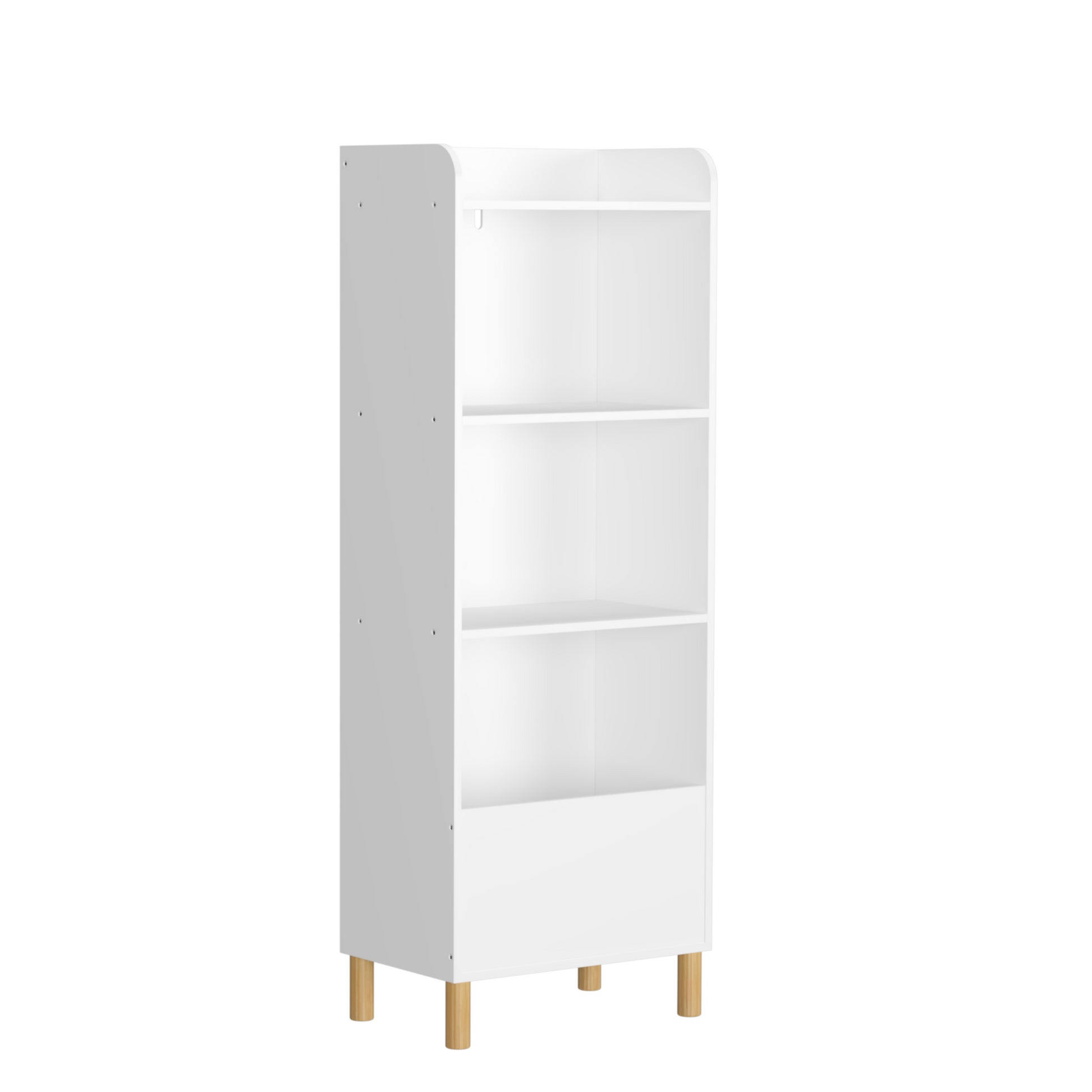 Free Standing 4 Tier Kid’s Bookcase and Toy Storage Organizer in White