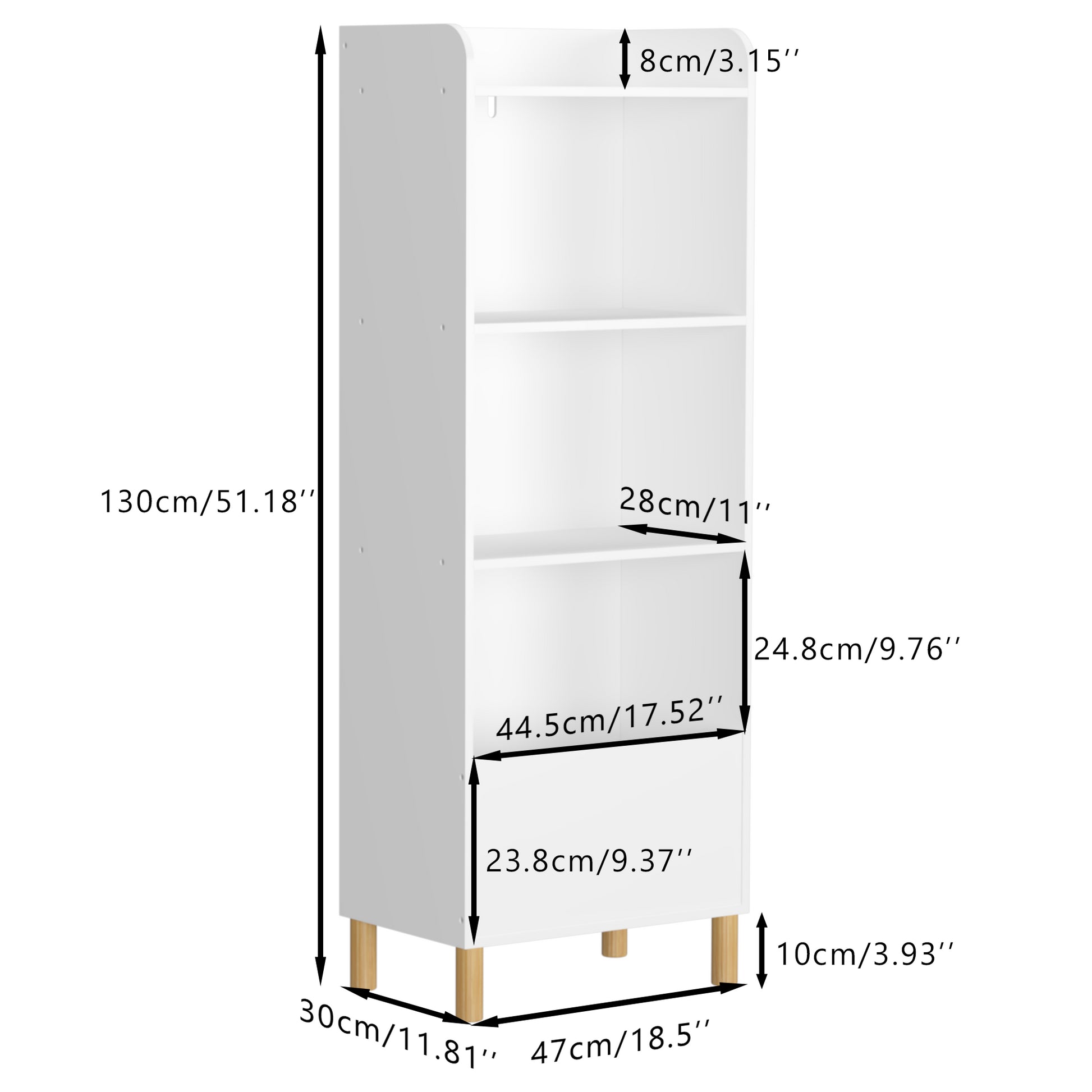 Free Standing 4 Tier Kid’s Bookcase and Toy Storage Organizer in White