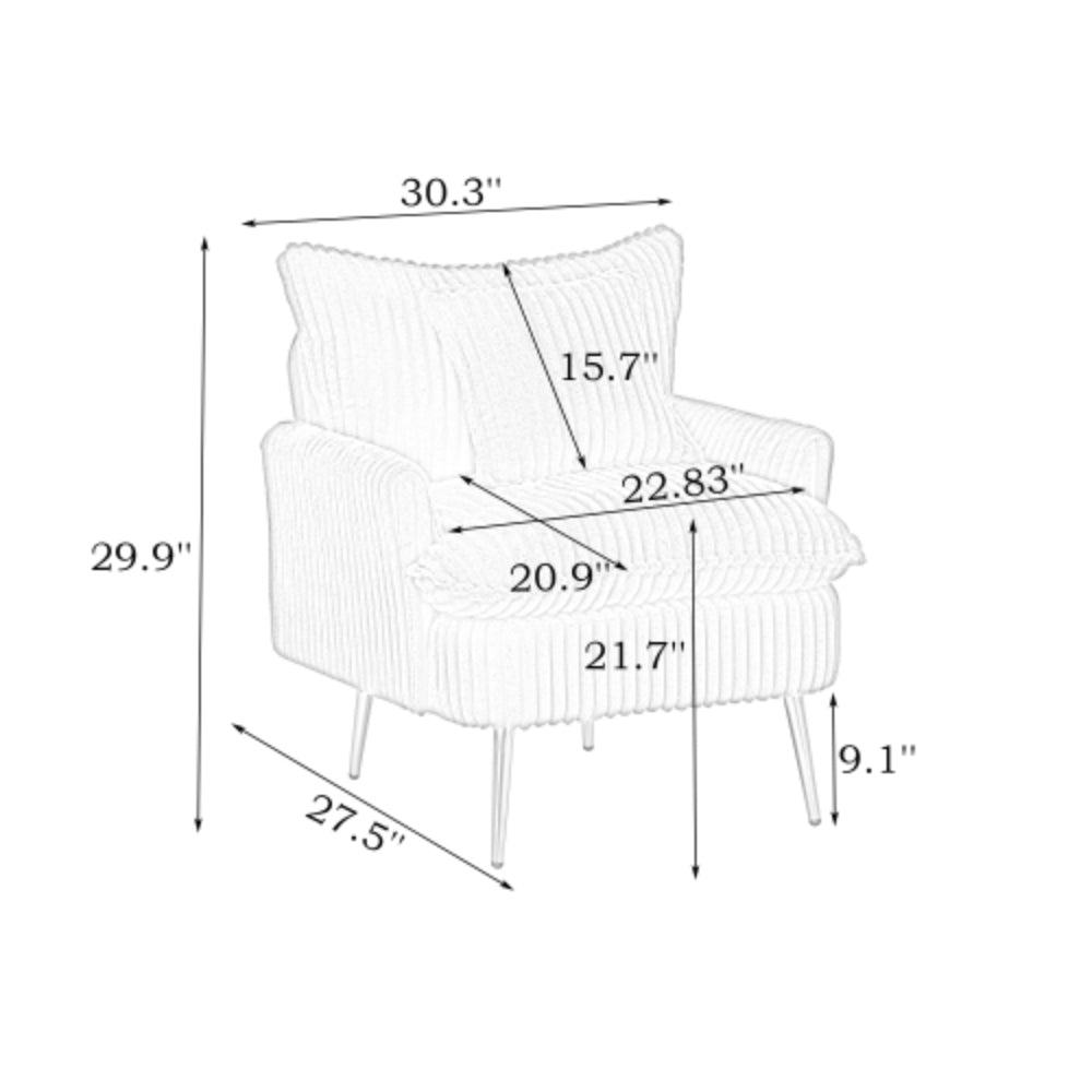 Single Chair Fashion Sofa in Coarse Corduroy Fabric
