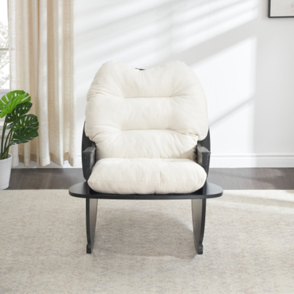 Comfortable Beige Rocking Chair Perfect for Balcony Seniors Kids and Adults