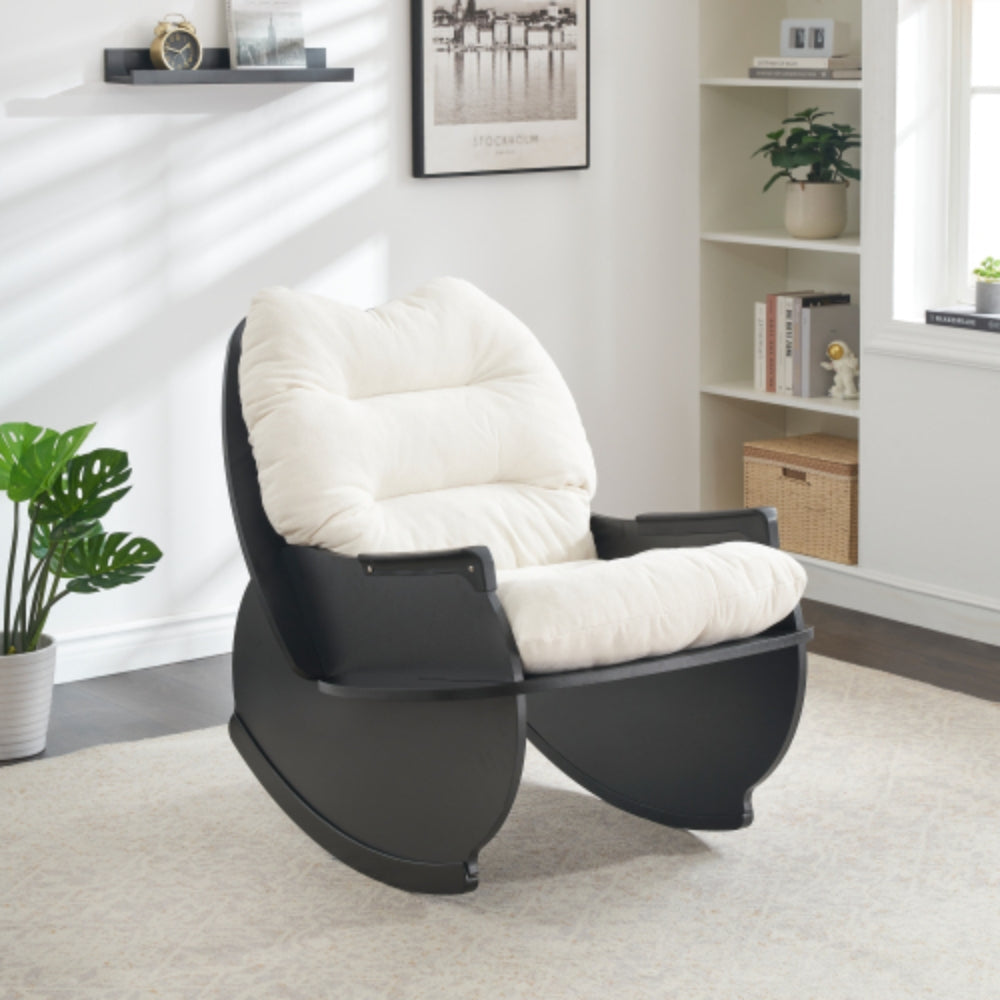 Comfortable Beige Rocking Chair Perfect for Balcony Seniors Kids and Adults