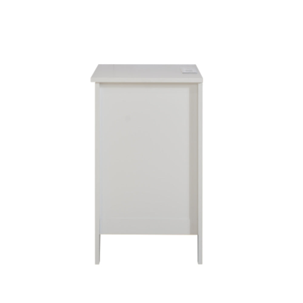 Set of 2 White 3 Tier Drawer Nightstands with Charging Station USB Ports and Power Outlets