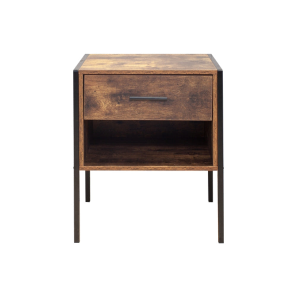 Industrial Style Set of 2 Nightstands Rustic Brown