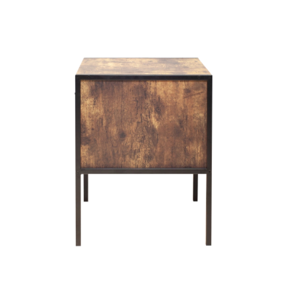 Industrial Style Set of 2 Nightstands Rustic Brown
