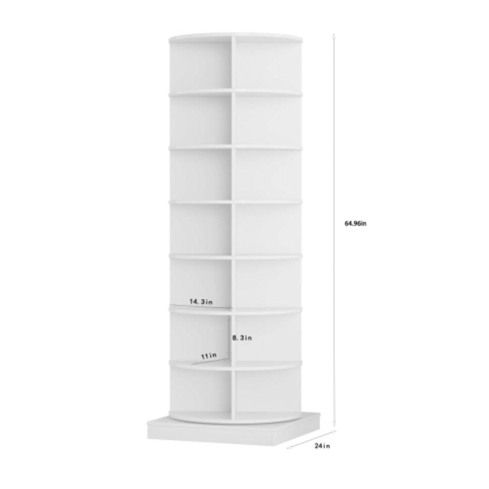 360 Degree White Rotating Shoe Cabinet  with 7 Layers