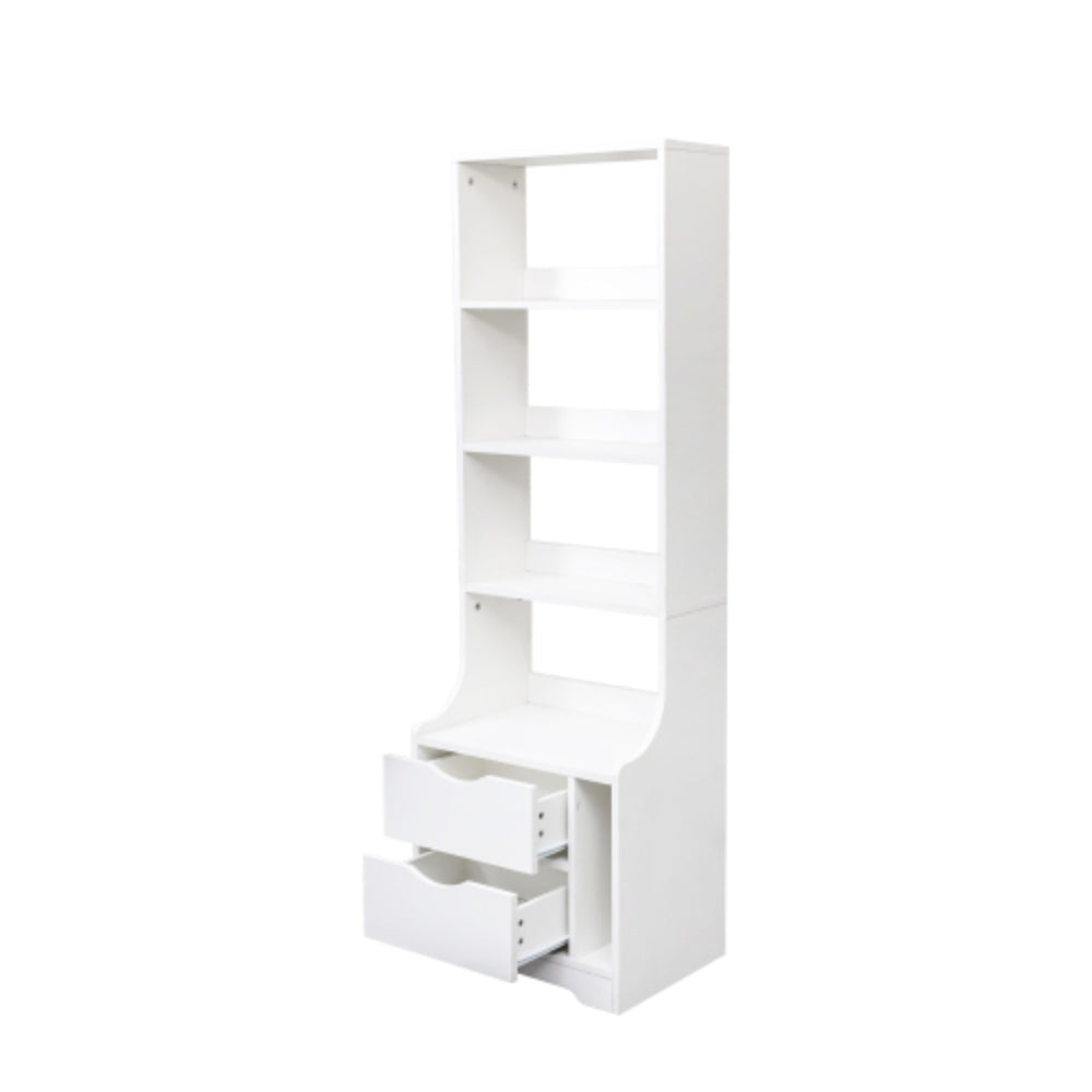 Modern Night Stand with Storage Drawers and Bookshelf