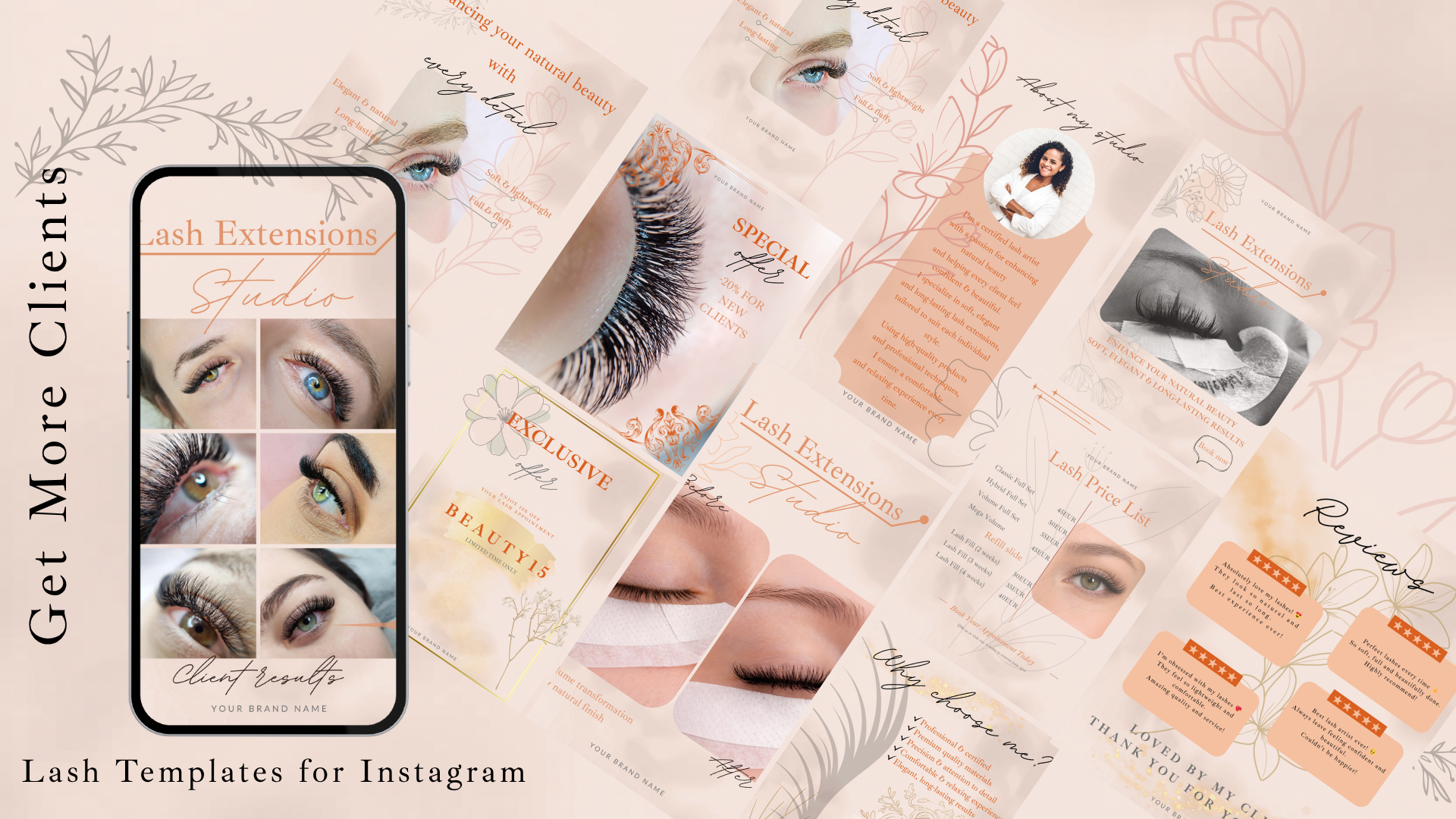Instagram Content Planner for Lash Artists, (ENGLISH)