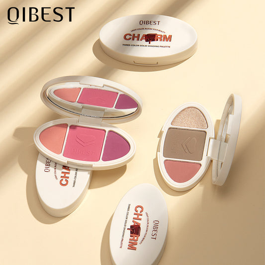 QIBEST High Gloss Repairing All-In-One Plate Glitter Powder Blush