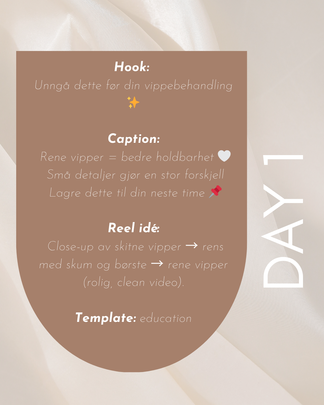 Instagram Content Planner for Lash Artists (30 Days + Templates & Hooks) NORWEGIAN