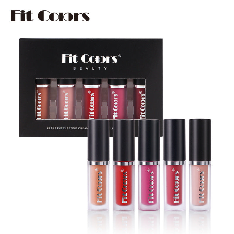 5 Color Matte Non-Stick Cup Lip Gloss Set