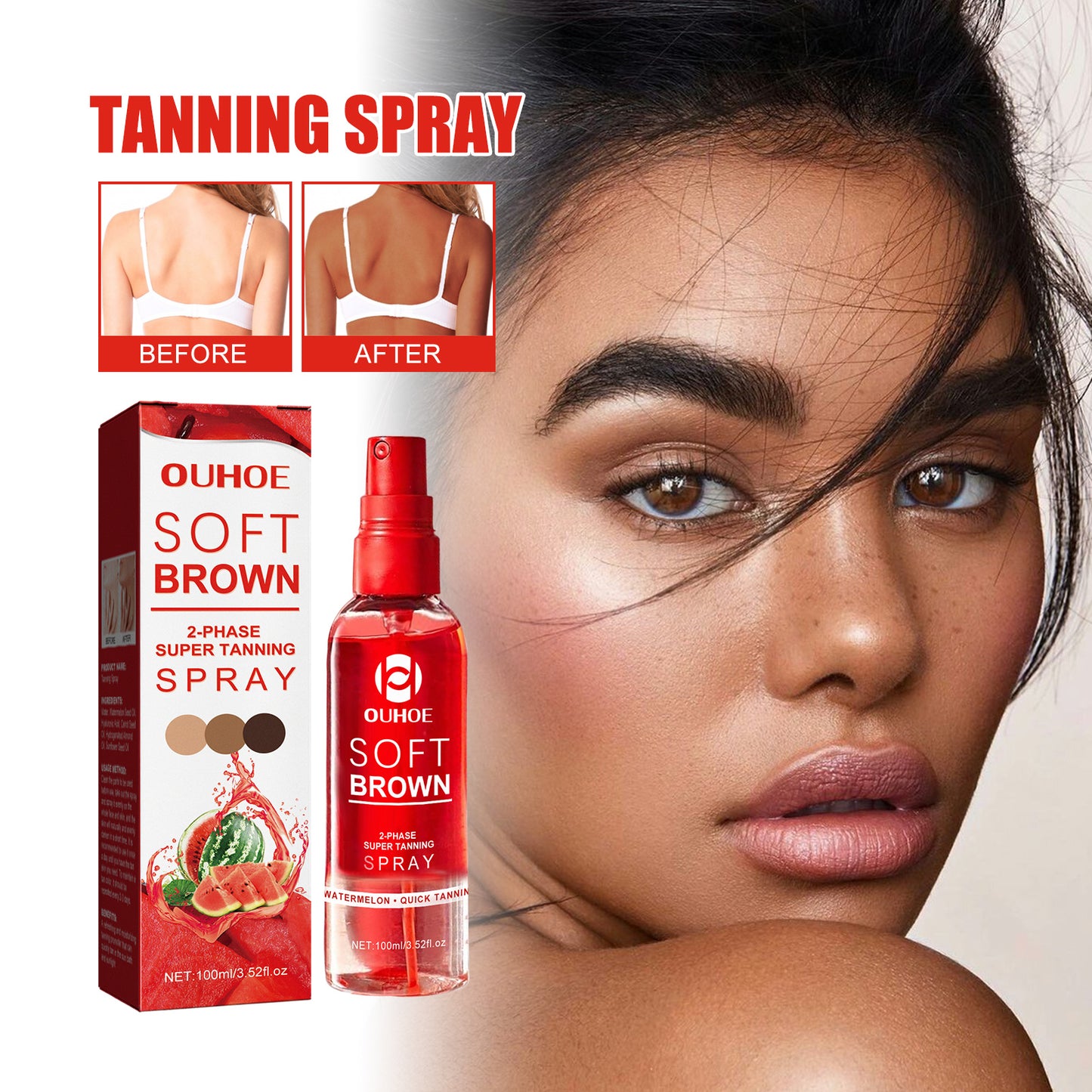 OUHOE Tanning Spray, Outdoor Tanning Self-Tanning Bronze Skin Moisturizing And Toning Spray