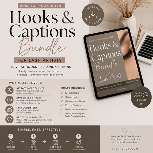 Hooks & Captions Bundle for Lash Artists (ENGLISH)